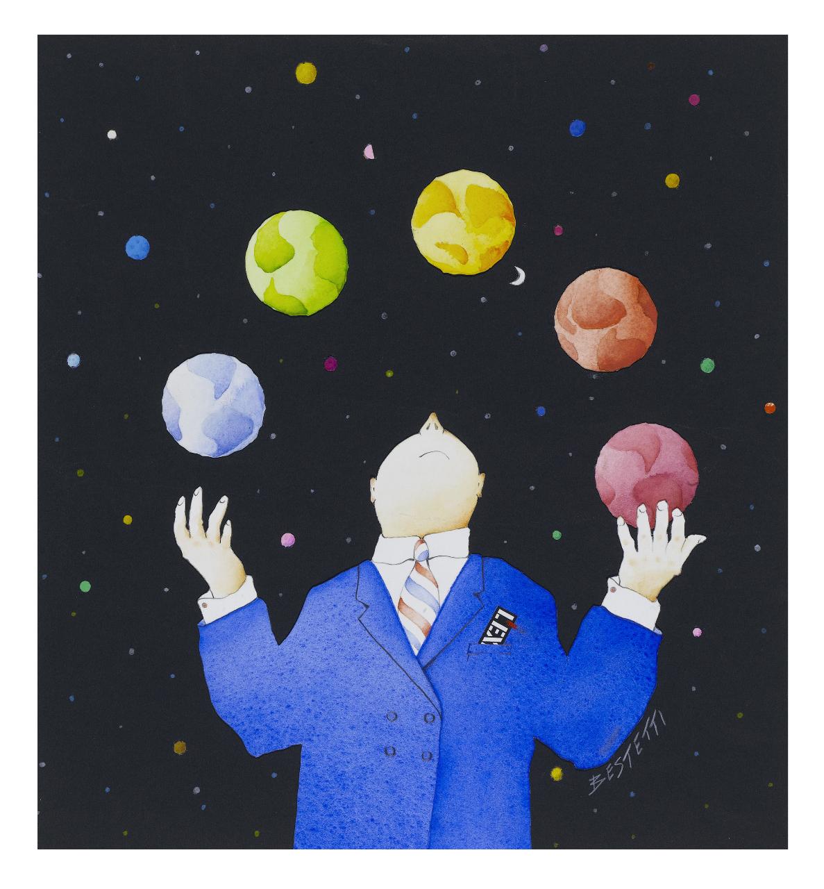 Meilleurs voeux, 1994, L'Express. Biglietto auguri di buon anno. (disegno) di Bestetti, Pietro (sec. XX)