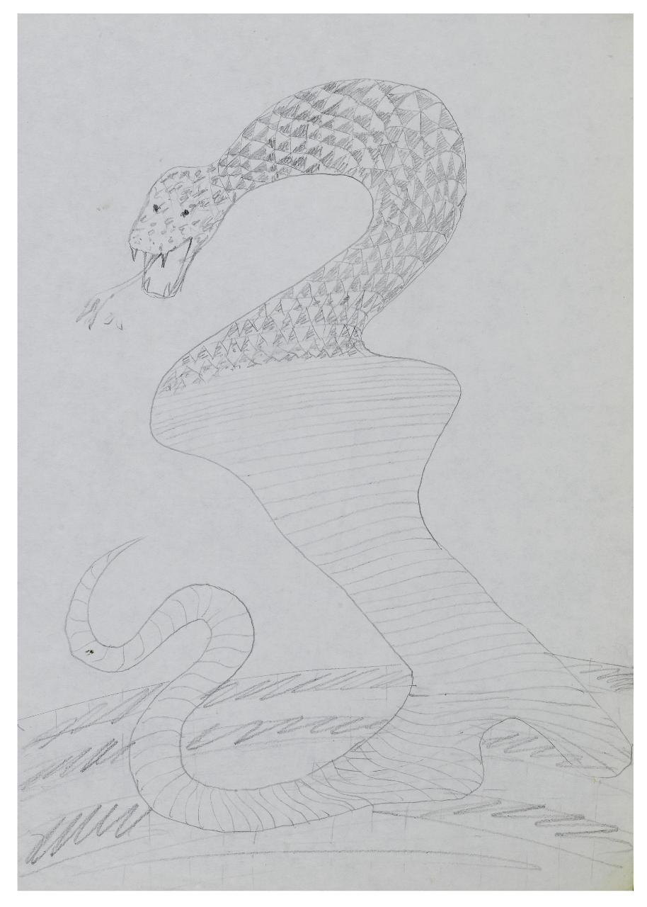 Super serpente. Disegno preparatorio per la copertina de Il Mondo num. 49, 06/12/1978 (disegno) di Bestetti, Pietro (sec. XX)