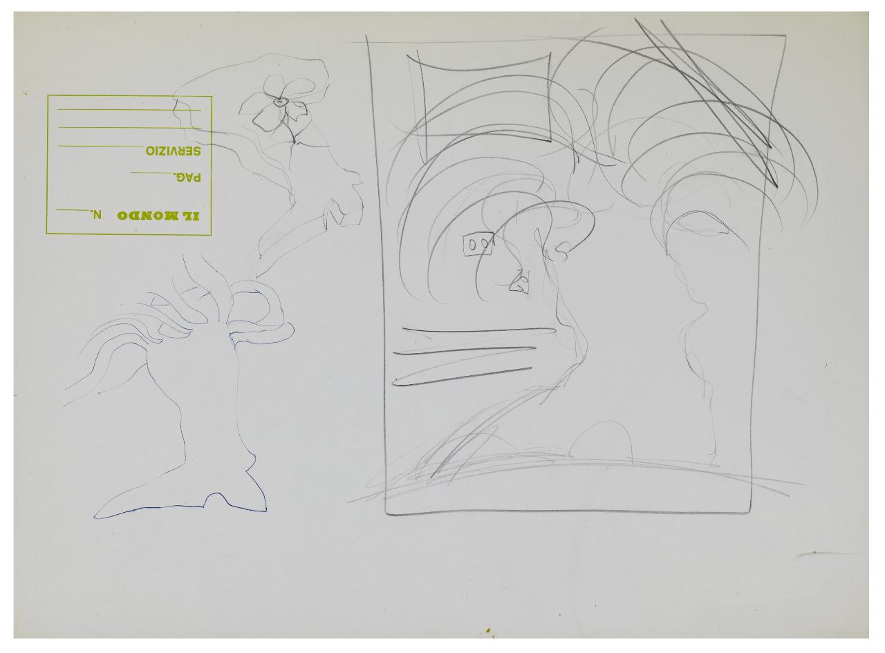 Italia fiorita. Disegno preparatorio per la copertina de Il Mondo num. 7, 18/02/1979 (disegno) di Bestetti, Pietro (sec. XX)