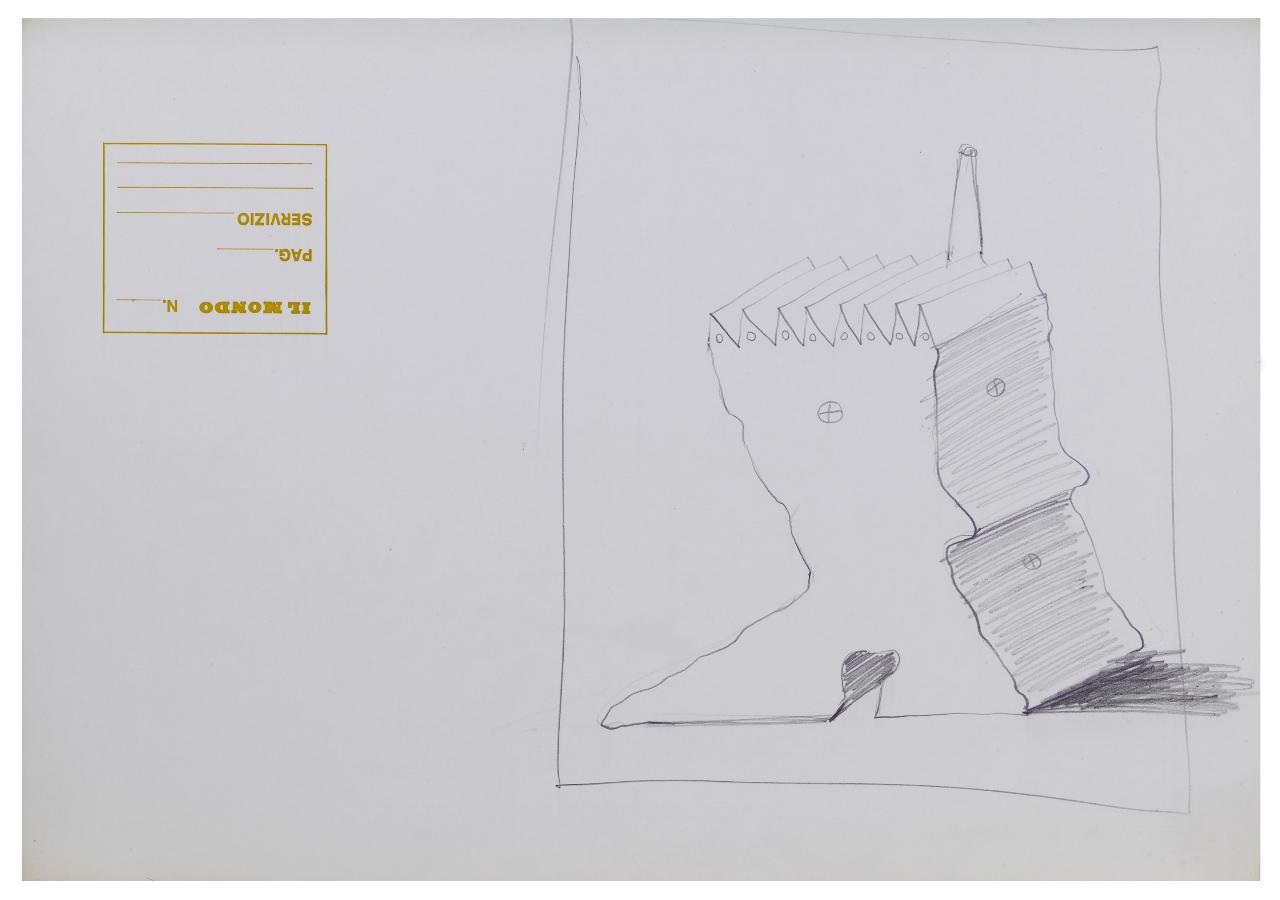 Sorpresa a Mezzogiorno. Disegno preparatorio per la copertina de Il Mondo num. 22, 30/05/1980 (disegno) di Bestetti, Pietro (sec. XX)