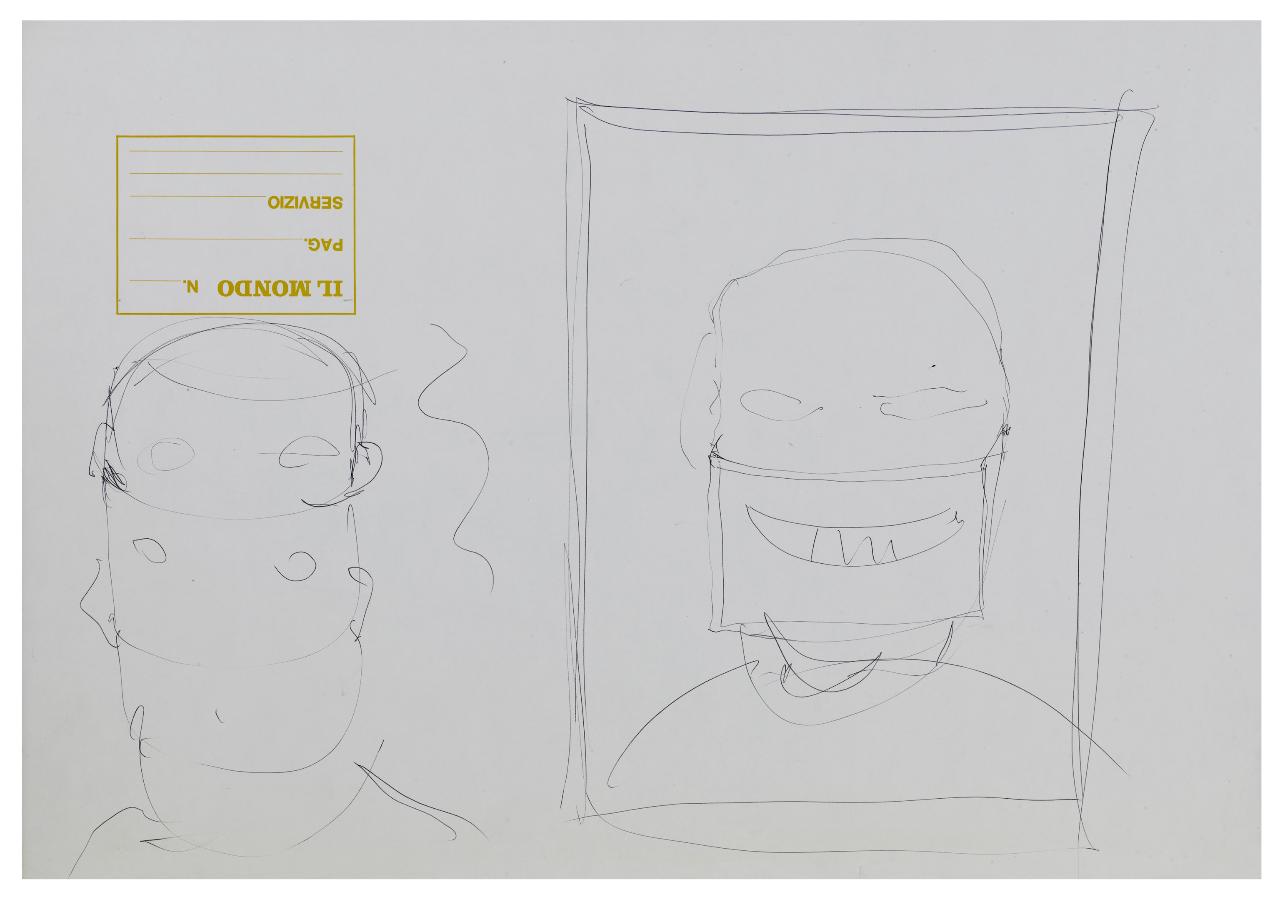 Gli italiani sono felici? Disegno preparatorio per la copertina de Il Mondo num. 41, 09/10/1981 (disegno) di Bestetti, Pietro (sec. XX)