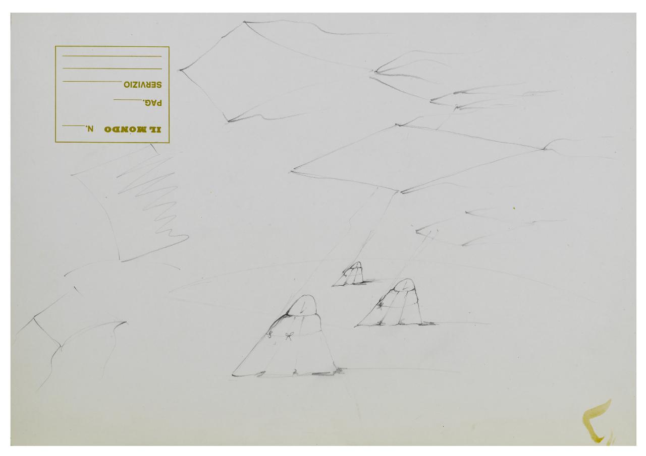 Acquiloni. Disegno preparatorio per la copertina de Il Mondo num. 3. 15/01/1982 (disegno) di Bestetti, Pietro (sec. XX)