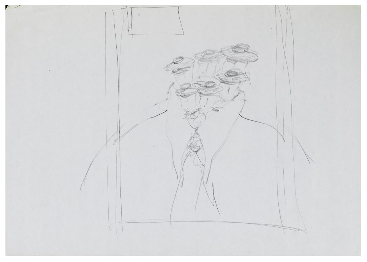 Giustizia all'italiana, 1984. Disegno preparatorio per la copertina de Il Mondo num. 20 14/05/1984 (disegno) di Bestetti, Pietro (sec. XX)