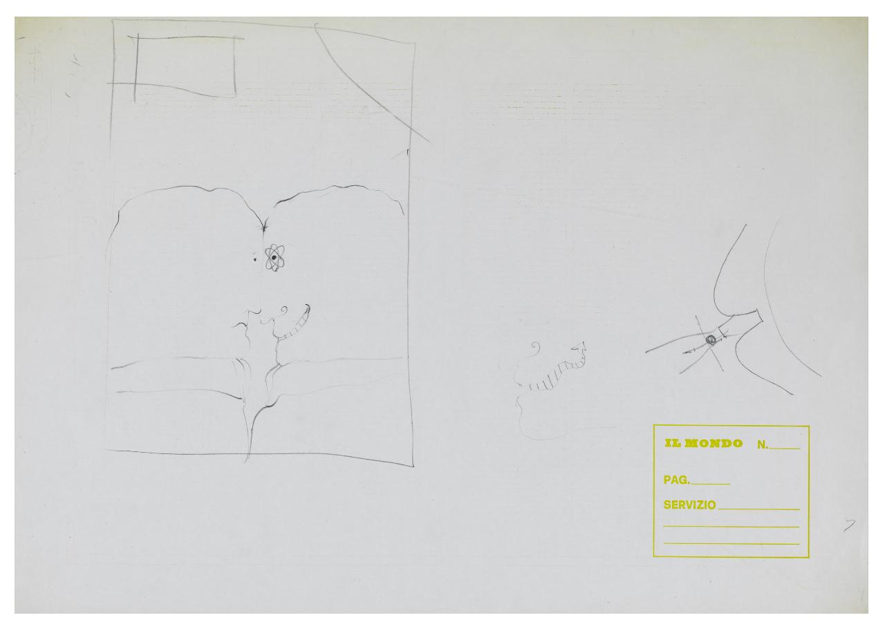 Fermare il nucleare. Disegno preparatorio per la copertina de Il Mondo num. 20 19/05/1986 (disegno) di Bestetti, Pietro (sec. XX)