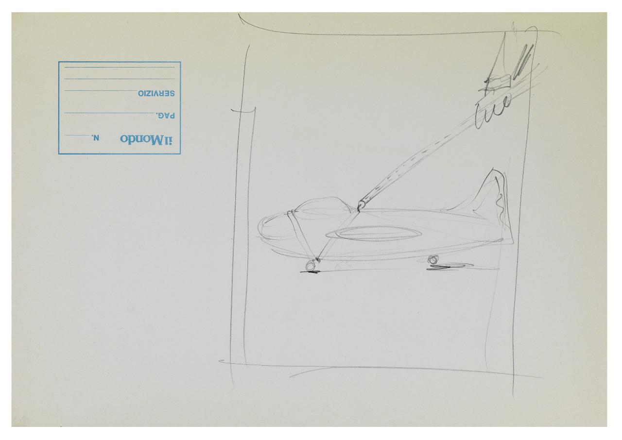 Processo all'Alitalia. Disegno preparatorio per la copertina de Il Mondo num. 51 22/12/1986 (disegno) di Bestetti, Pietro (sec. XX)