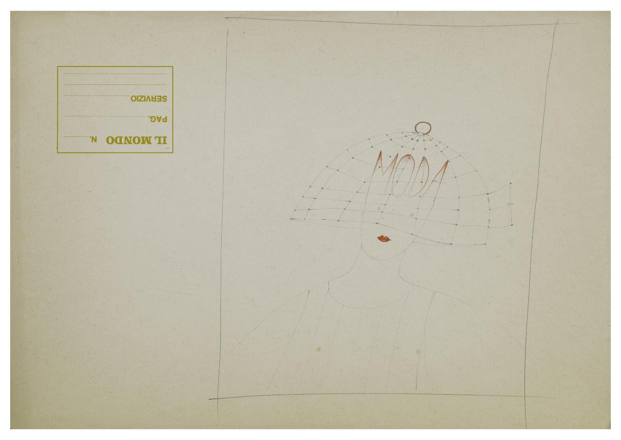 Sotto il vestito crisi. Disegno preparatorio per la copertina de Il Mondo num. 3 19/01/1987 (disegno) di Bestetti, Pietro (sec. XX)