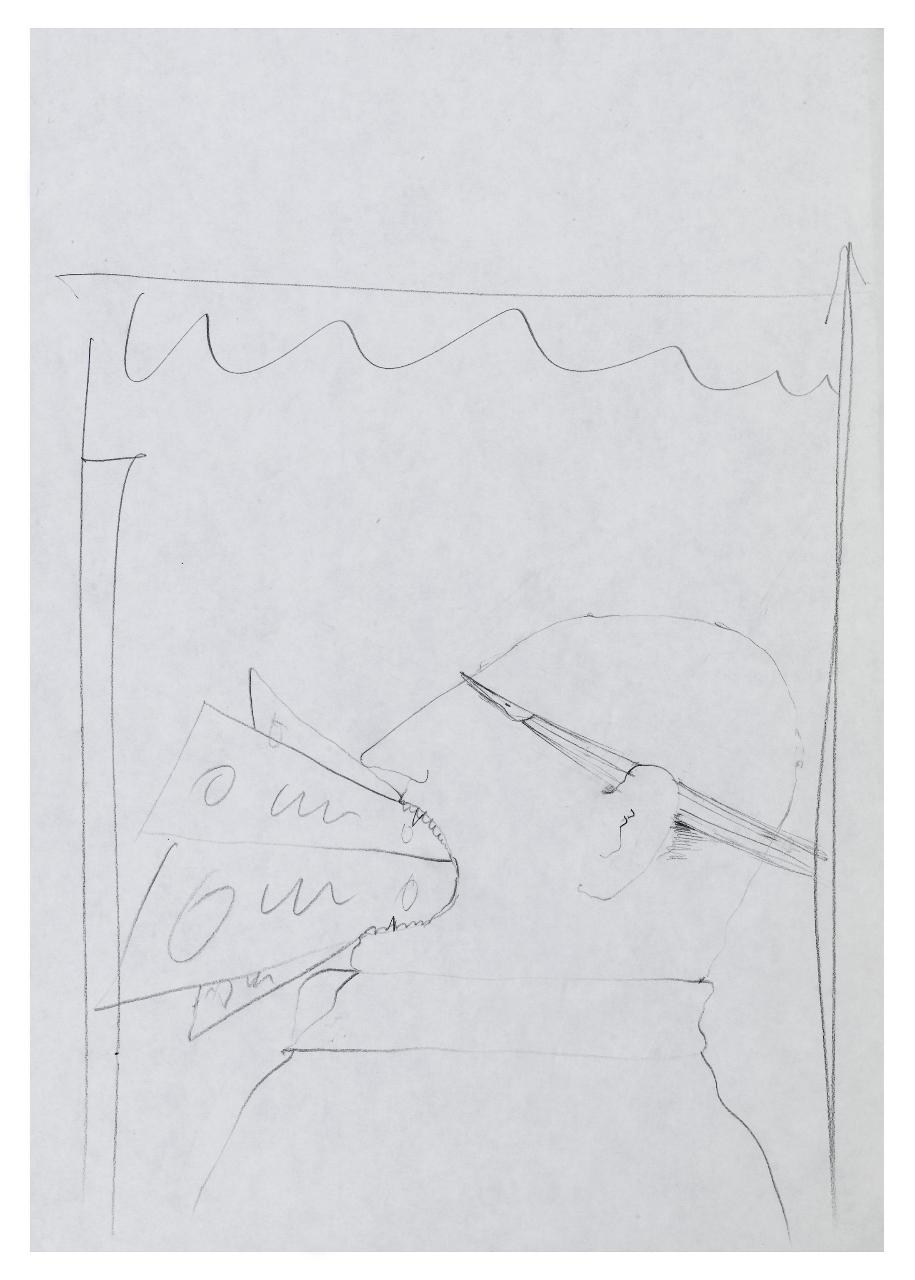 Ente inutili. Disegno preparatorio per la copertina de Il Mondo num. 13, 27/03/1989 (disegno) di Bestetti, Pietro (sec. XX)