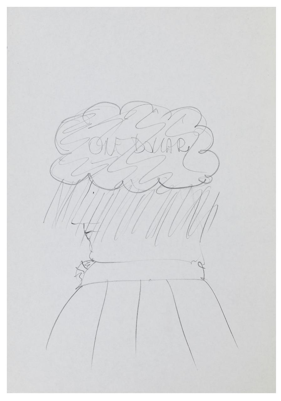Dollaro a mille. Disegno preparatorio per la copertina de Il Mondo num. 9, 25/02/1991 (disegno) di Bestetti, Pietro (sec. XX)