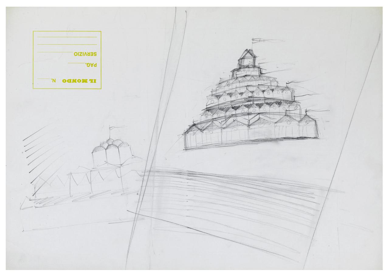 Dove si vive meglio. Disegno preparatorio per la copertina de Il Mondo num. 35, 26/08/1991 (disegno) di Bestetti, Pietro (sec. XX)