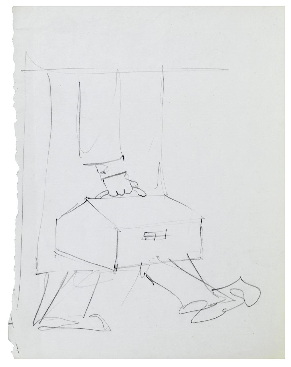 Carissima casa. Disegno preparatorio per la copertina de Il Mondo num. 32, 10/08/1992 (disegno) di Bestetti, Pietro (sec. XX)