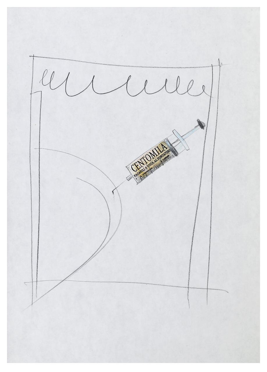 Sanità gratis addio,1992. Disegno preparatorio per la copertina de Il Mondo num. 41, 12/10/1992 (disegno) di Bestetti, Pietro (sec. XX)