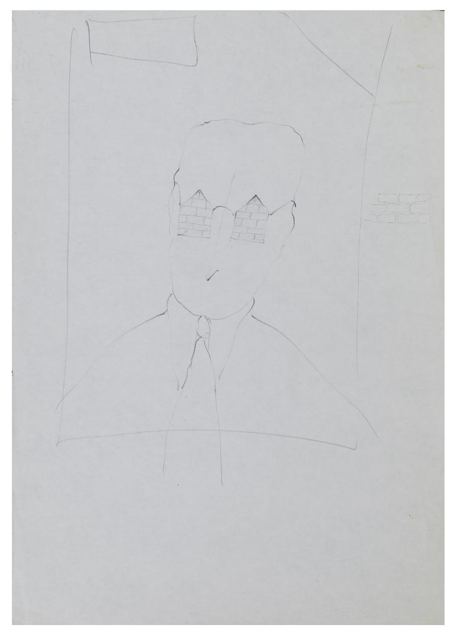 Casa, chiuso per tasse. Disegno preparatorio per la copertina de Il Mondo num. 28, 19/07/1993 (disegno) di Bestetti, Pietro (sec. XX)