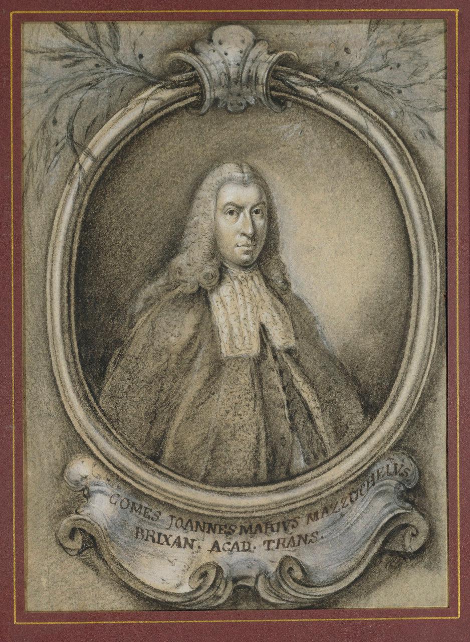 Ritratto di Giovan Mauro Mazzucchelli, ritratto di Giovan Mauro Mazzucchelli (disegno) - scuola lombarda (metà sec. XVIII)