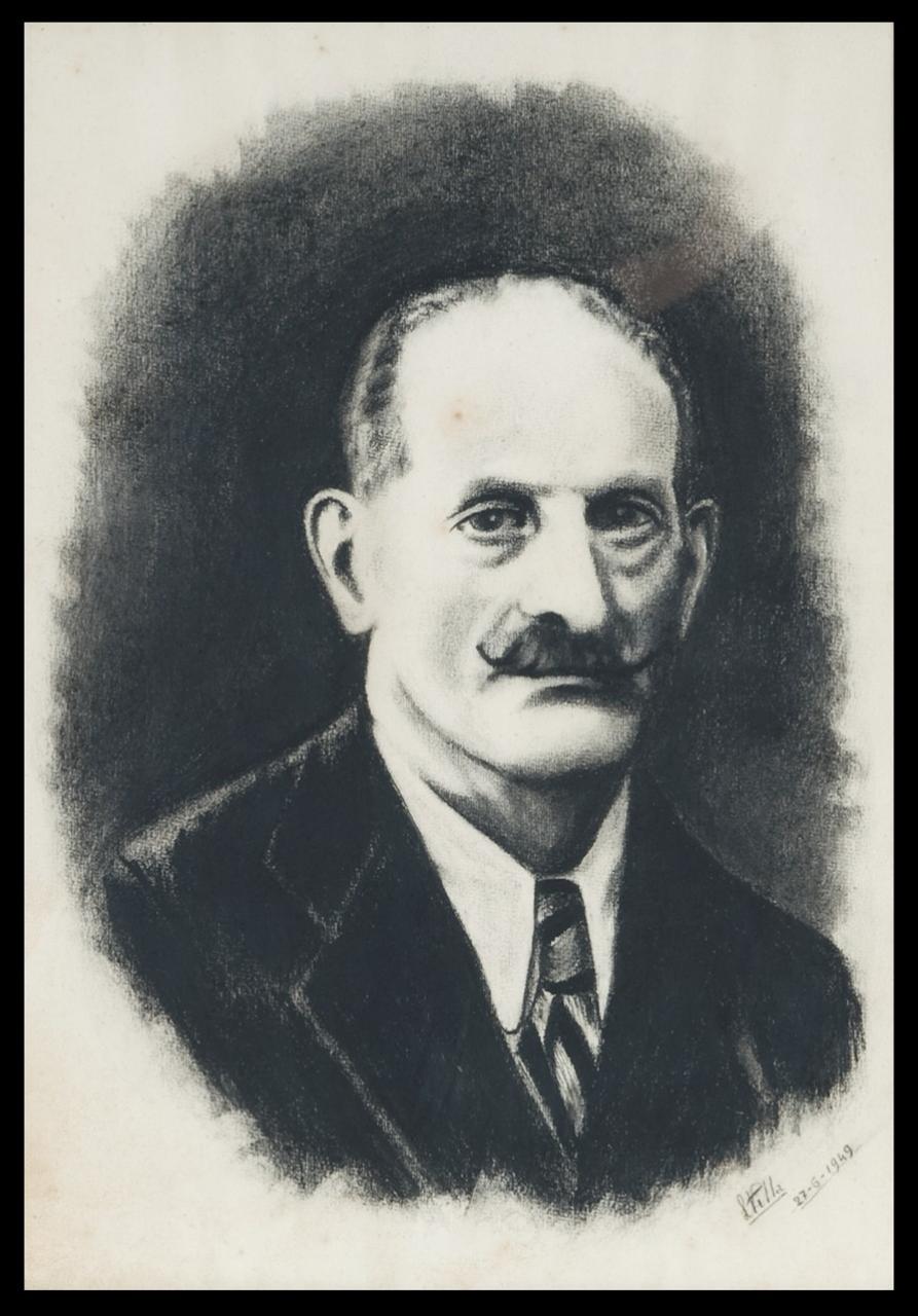 Ritratto maschile, Ritratto maschile (disegno) di Villa, L (sec. XX)
