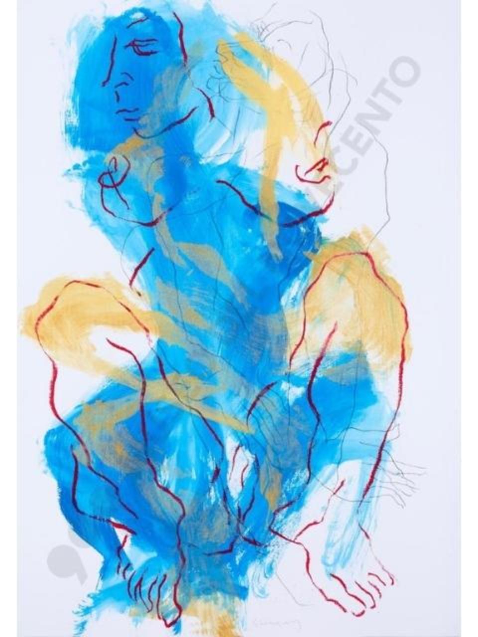 mi parli, nudo femminile (disegno tecnica mista) di Lodigiani, Guido (sec. XXI)