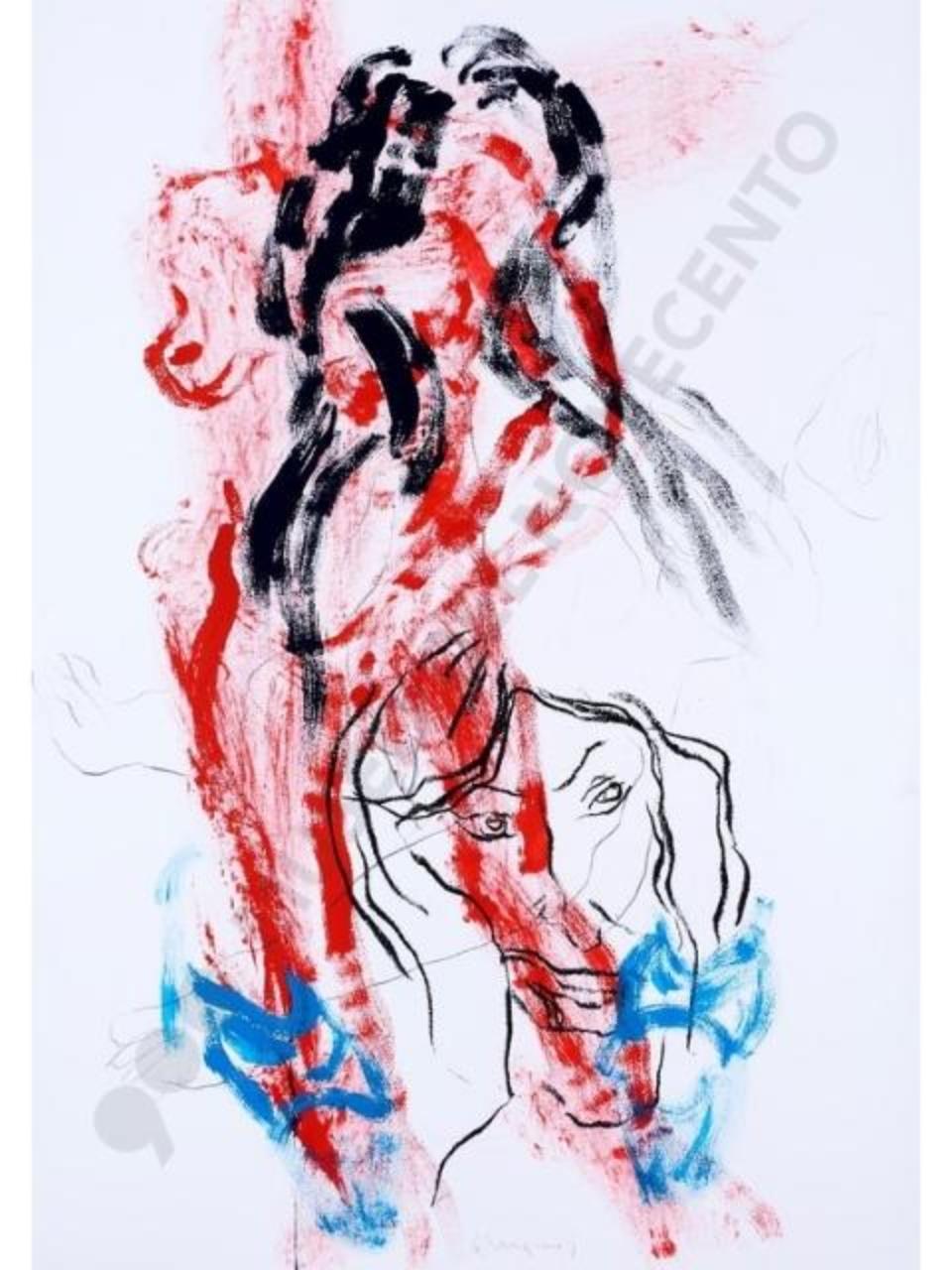 mi parli, nudo femminile (disegno tecnica mista) di Lodigiani, Guido (sec. XXI)