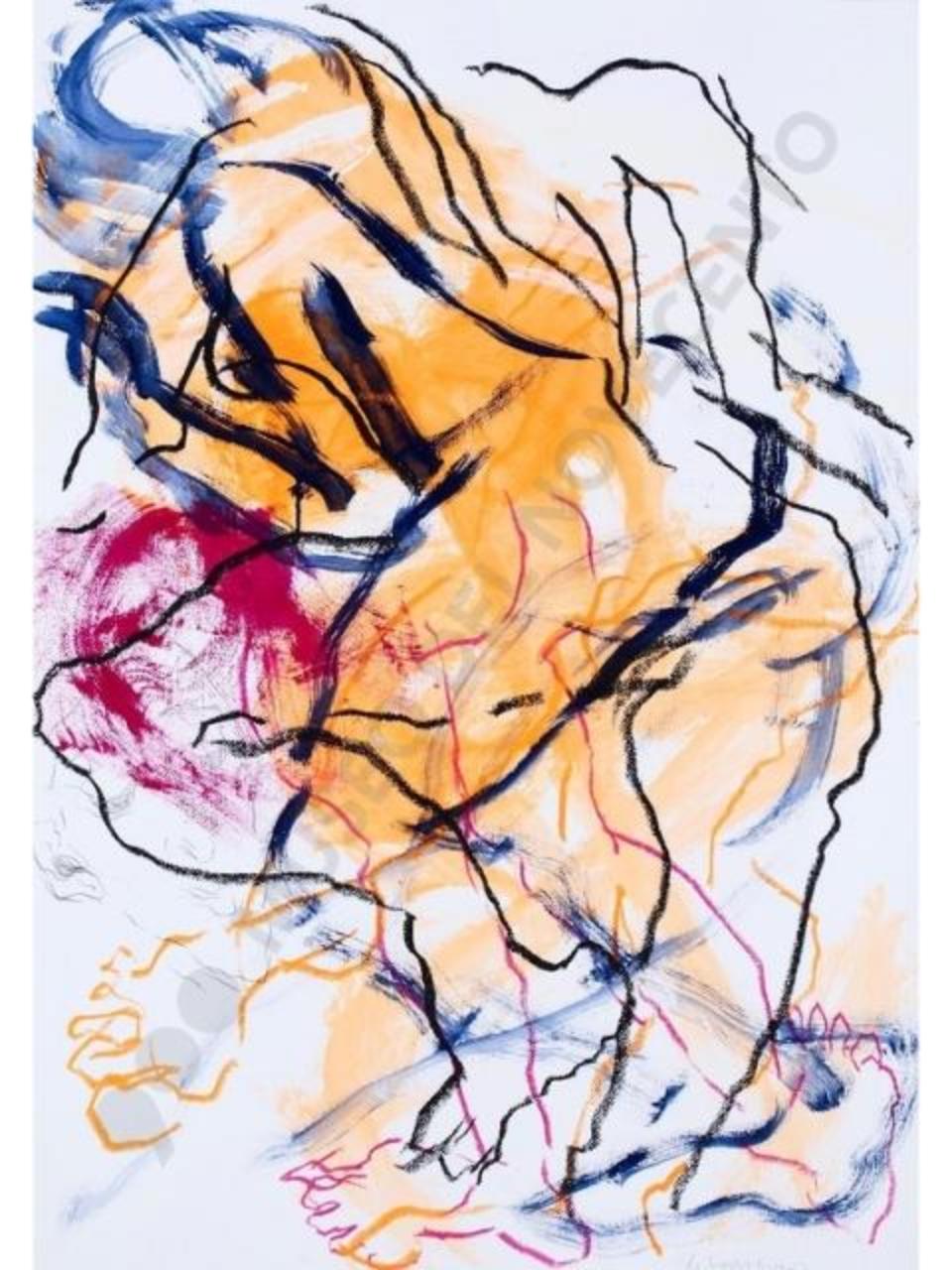 mi parli, nudo femminile (disegno tecnica mista) di Lodigiani, Guido (sec. XXI)