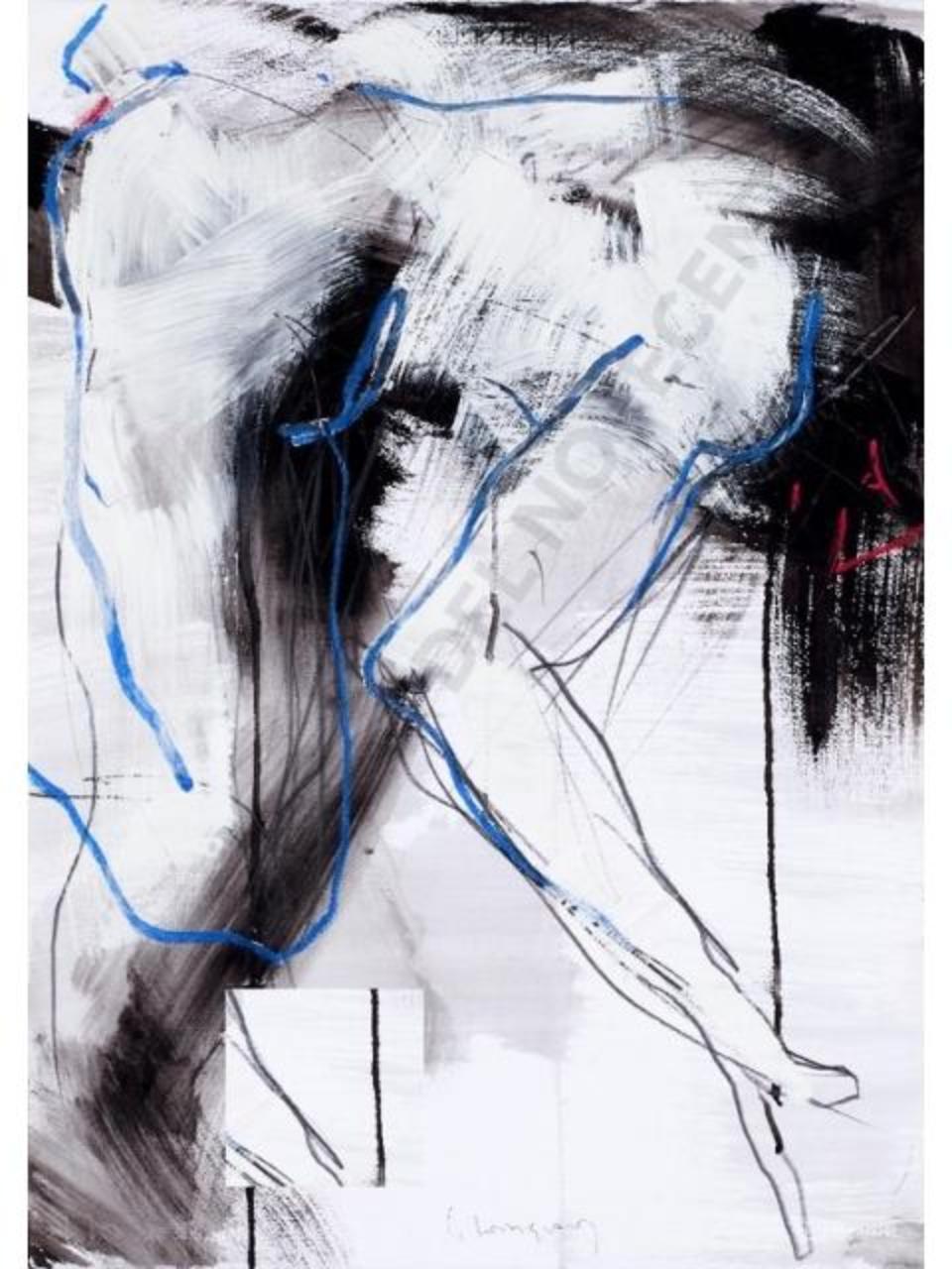 mi parli, nudo femminile (disegno tecnica mista) di Lodigiani, Guido (sec. XXI)