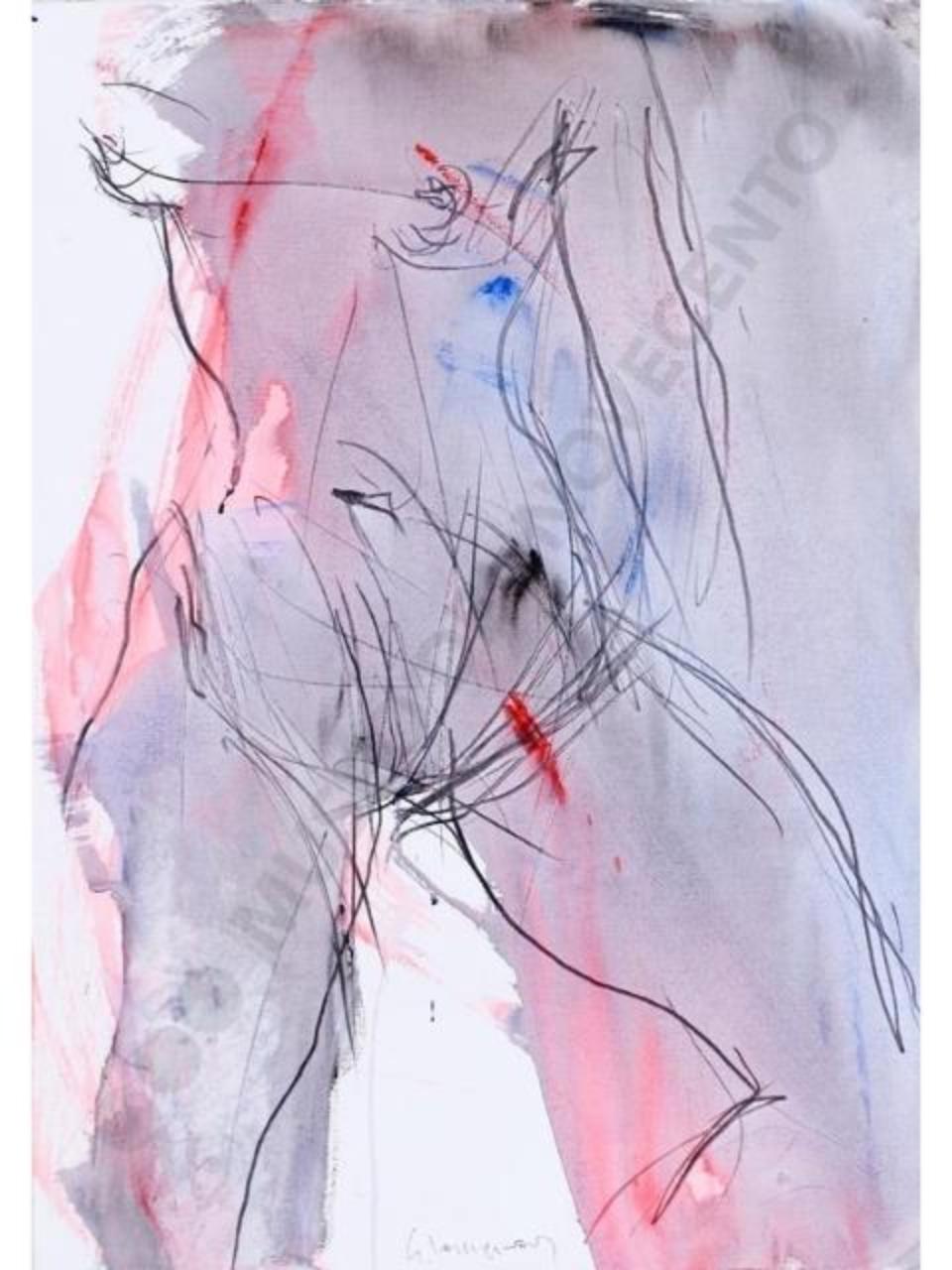 mi parli, nudo femminile (disegno tecnica mista) di Lodigiani, Guido (sec. XXI)