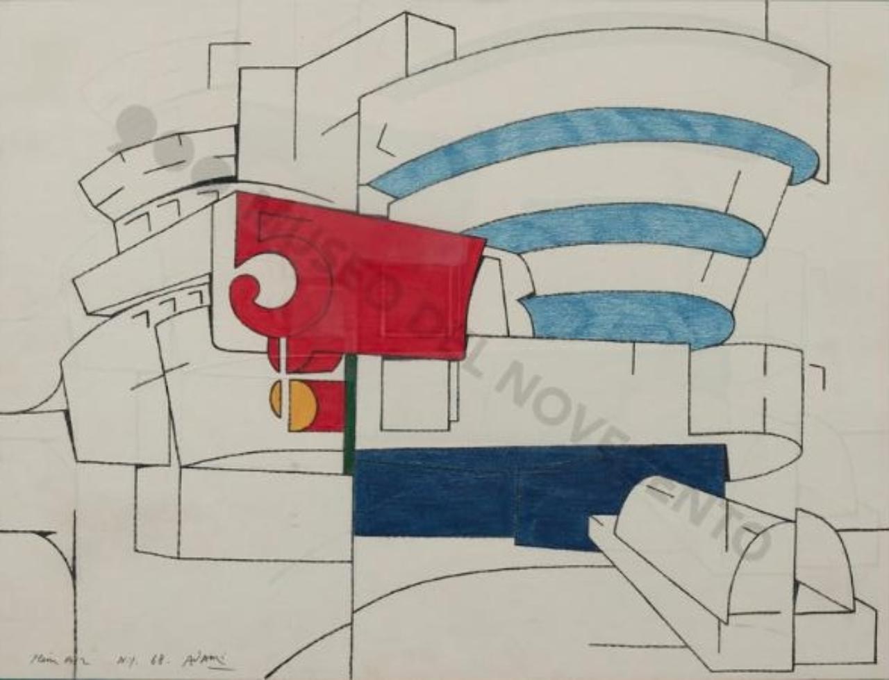 Plein Air, veduta di città (disegno) di Adami, Valerio (sec. XX)