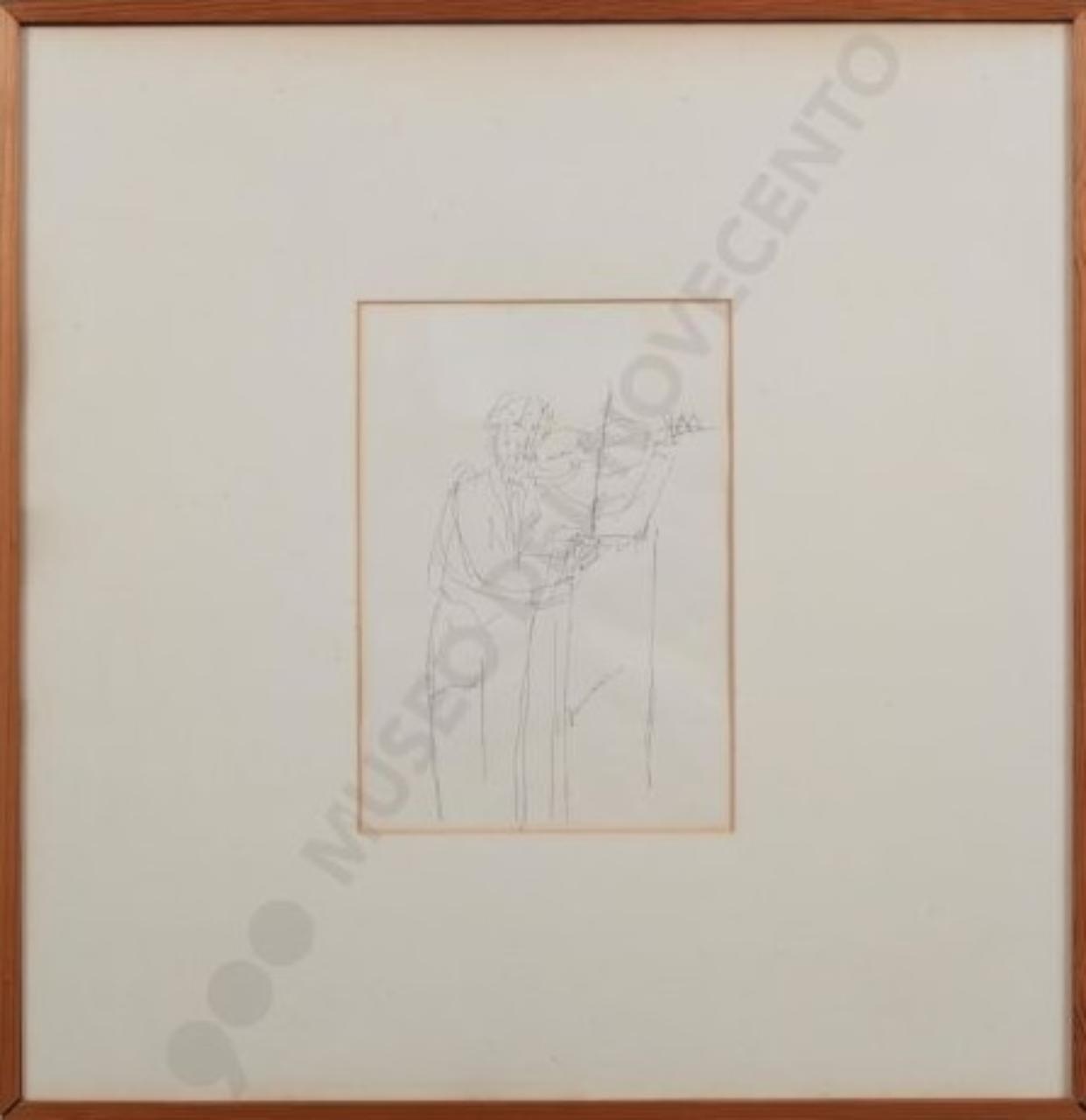 [Progetto per uomo con violino], figura maschile (disegno) di Kounellis, Jannis (sec. XX)