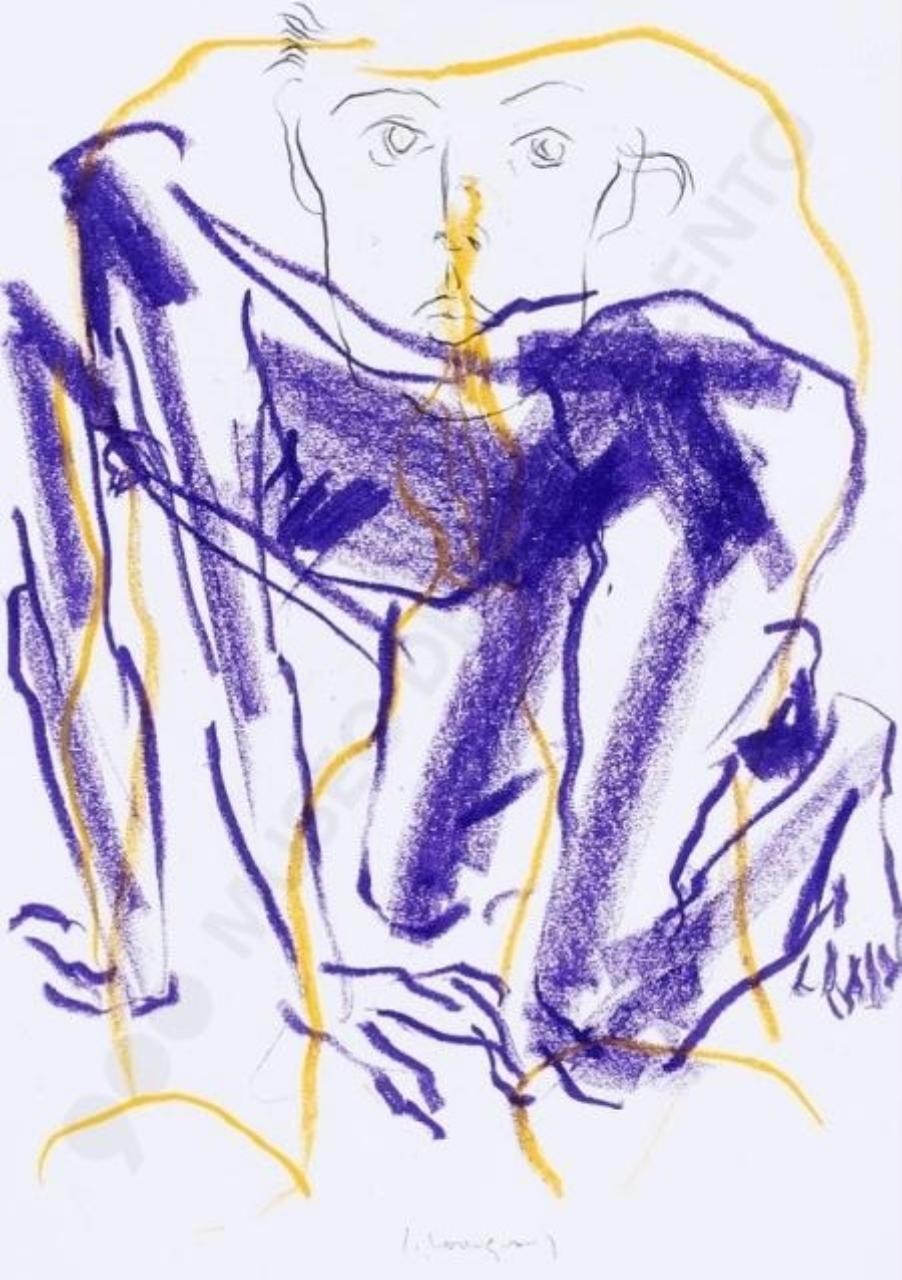 mi parli, nudo femminile (disegno tecnica mista) di Lodigiani, Guido (sec. XXI)