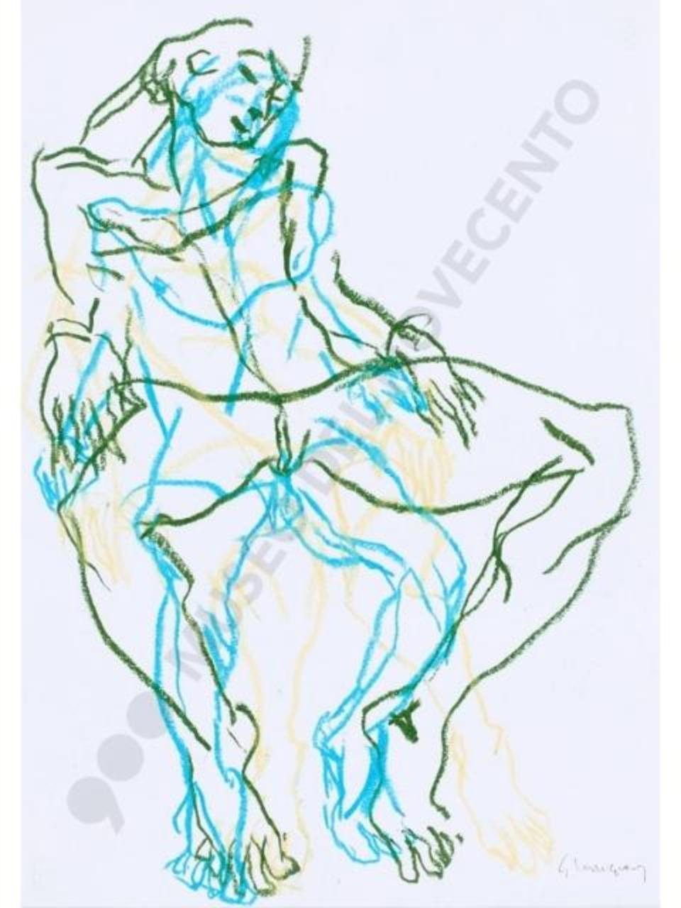 mi parli, nudo femminile (disegno tecnica mista) di Lodigiani, Guido (sec. XXI)