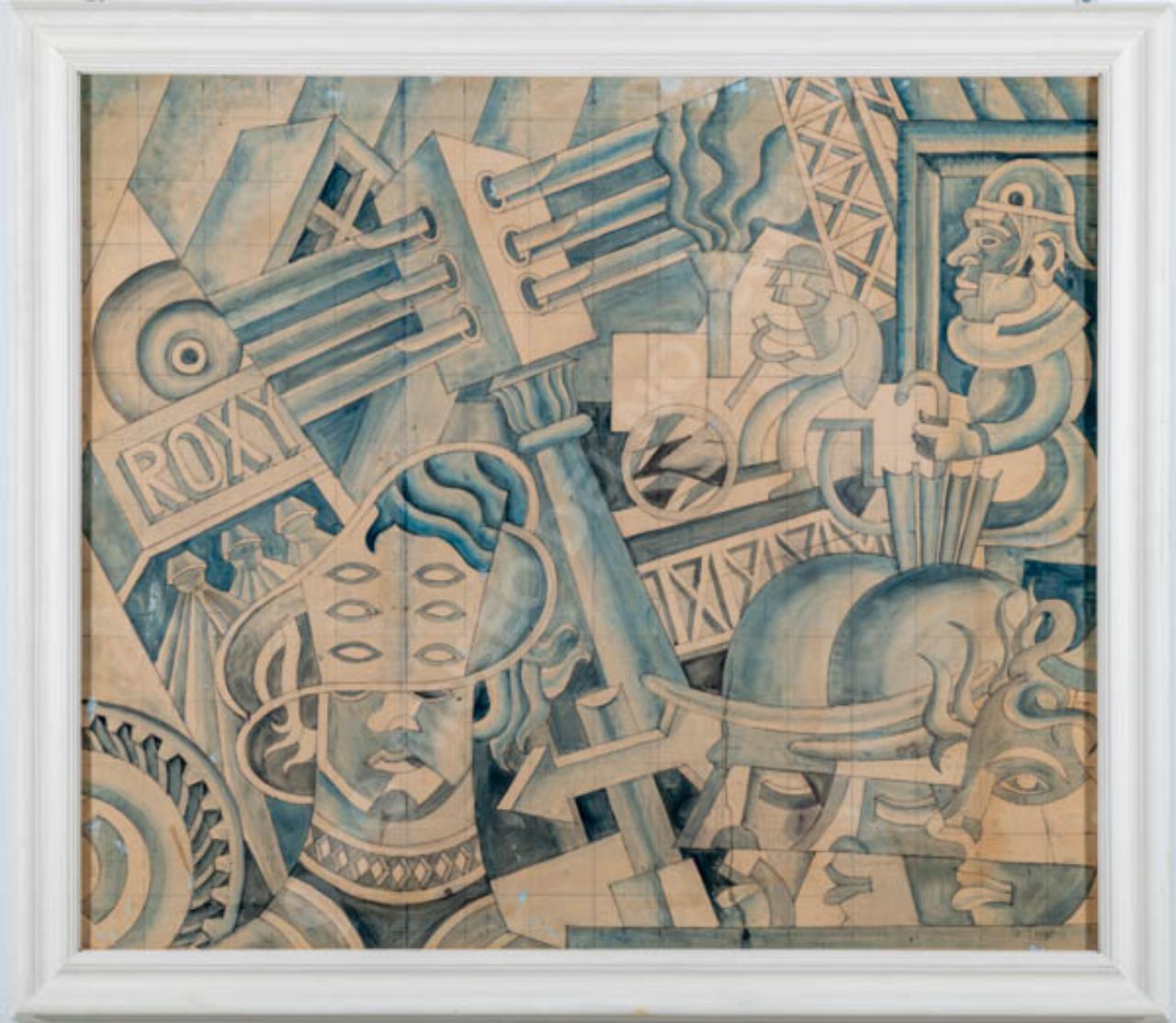 Simultaneità metropolitane, figure geometriche (disegno) di Depero, Fortunato (sec. XX)