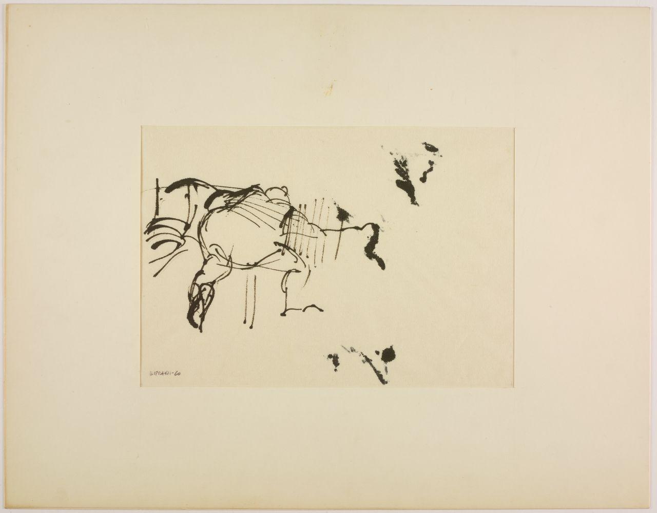 Disegno per mostra allestita alla Libreria Salto di Milano, 1961, uomo in movimento (disegno) di Iliprandi, Giancarlo (sec. XX)