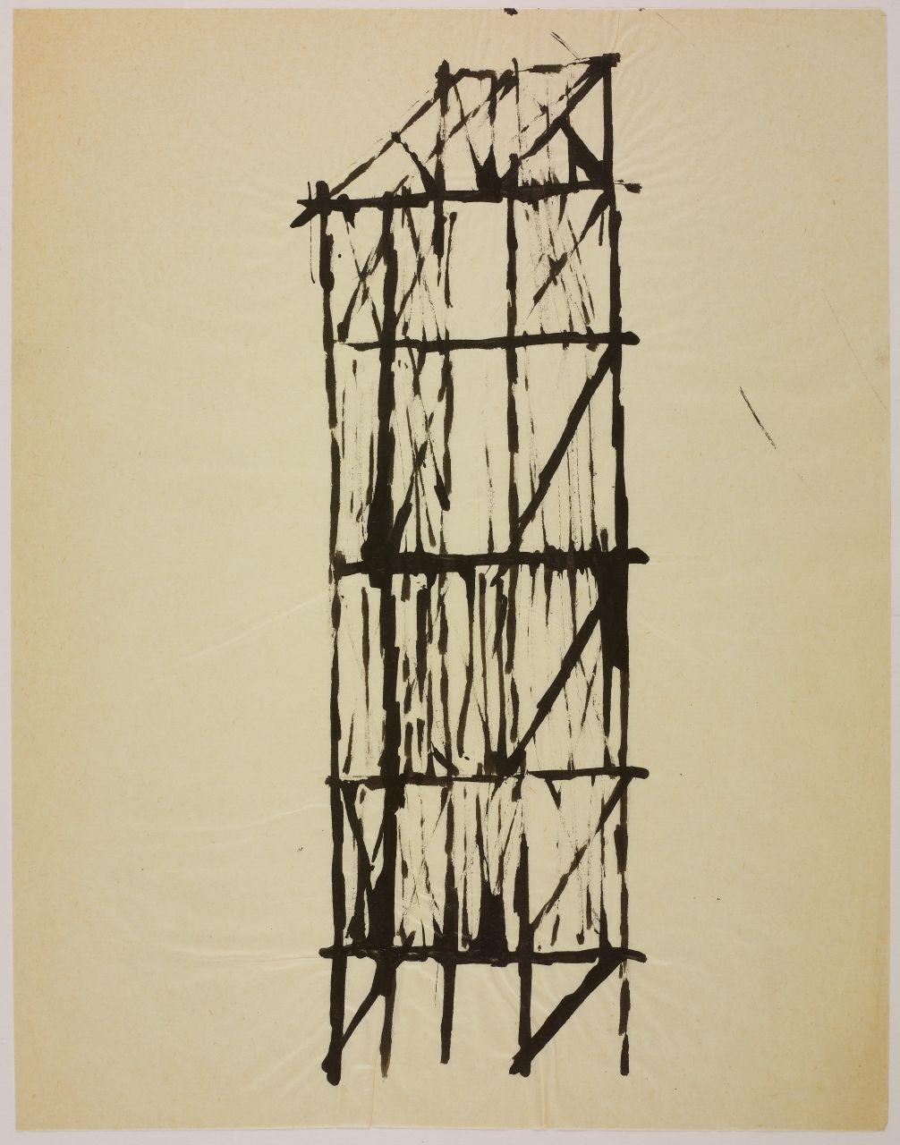 Disegno della serie Case e cantieri, cantieri in periferia (disegno) di Iliprandi, Giancarlo (sec. XX)