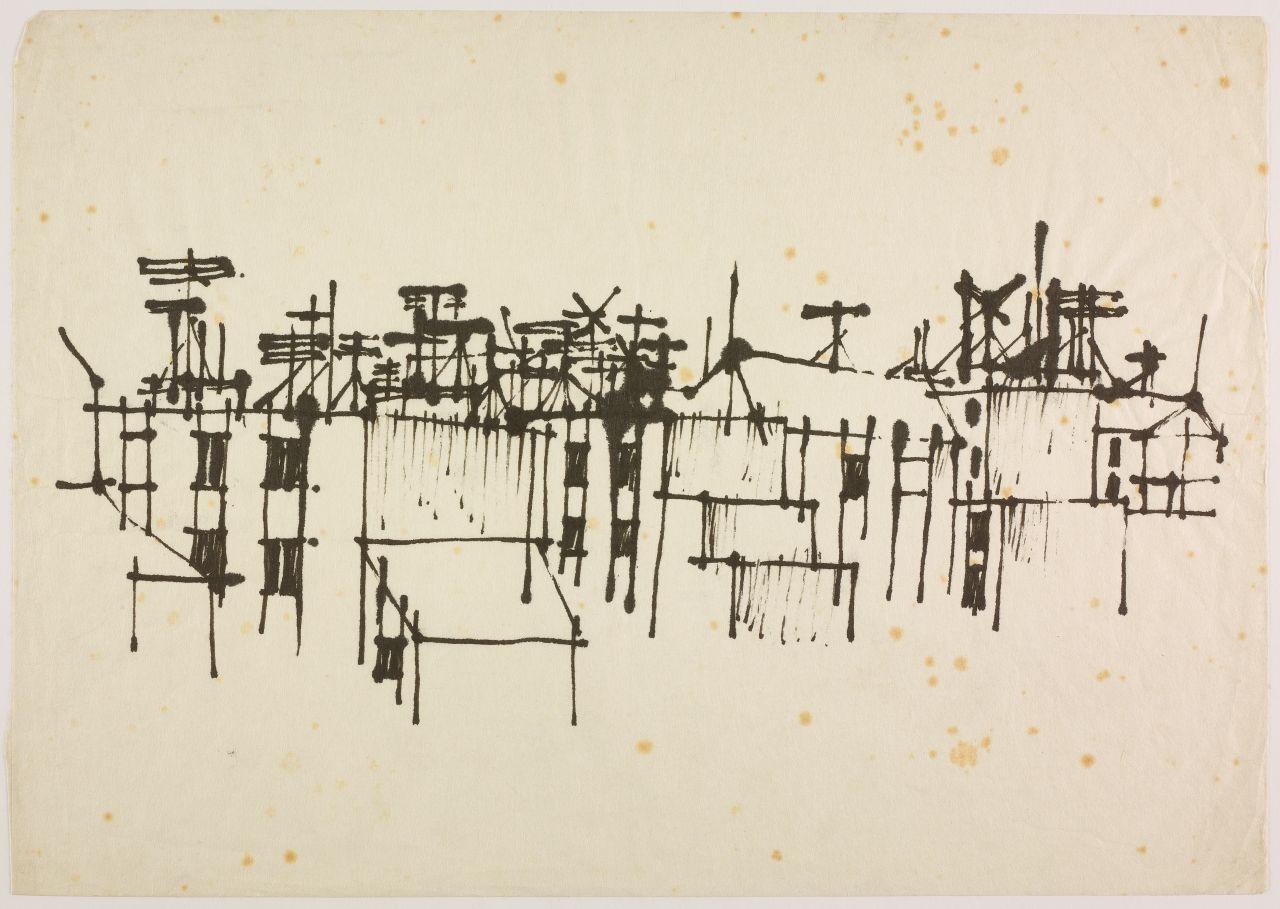 Disegno della serie Case e cantieri, architetture in periferia (disegno) di Iliprandi, Giancarlo (sec. XX)