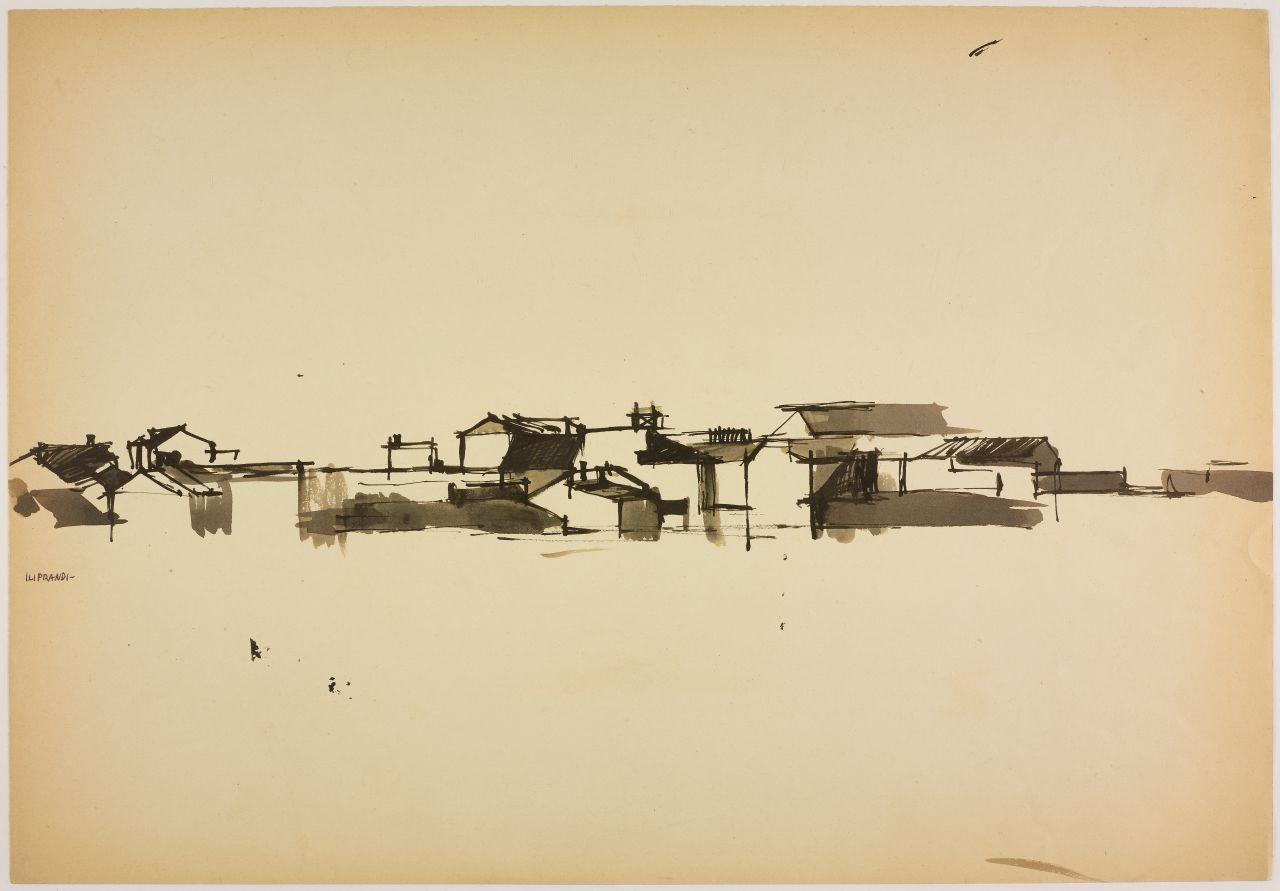 Disegno della serie Case e cantieri, architetture in periferia (disegno) di Iliprandi, Giancarlo (sec. XX)