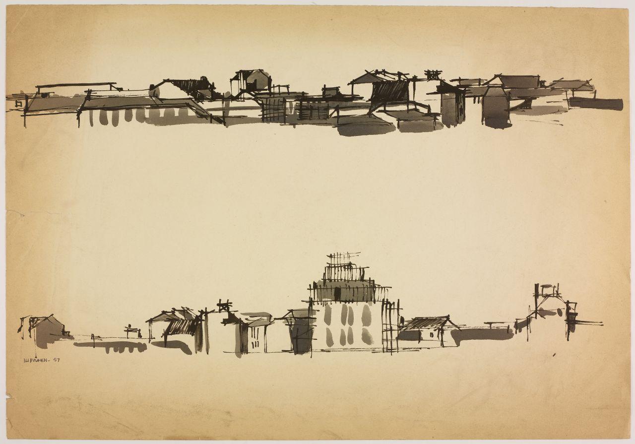 Disegno della serie Case e cantieri, architetture in periferia (disegno) di Iliprandi, Giancarlo (sec. XX)