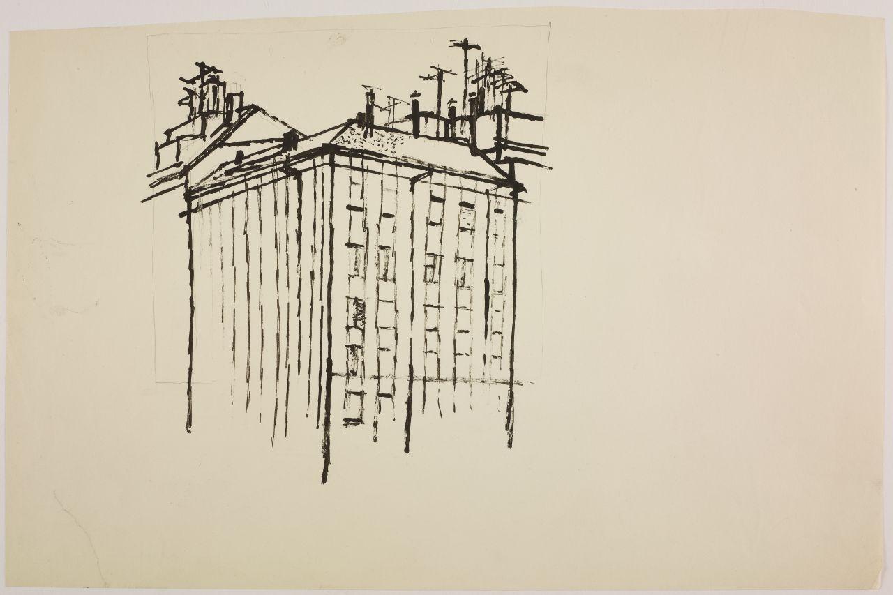 Disegno della serie Case e cantieri, architetture in periferia (disegno) di Iliprandi, Giancarlo (sec. XX)