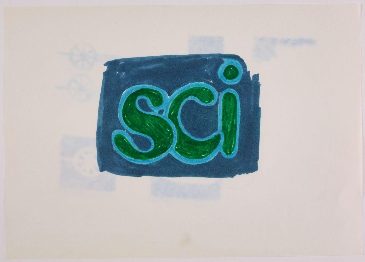 Studio per il marchio e il logotipo del reparto Ski dei grandi magazzini la Rinascente, iscrizione: sci (disegno) di Iliprandi, Giancarlo (sec. XX)