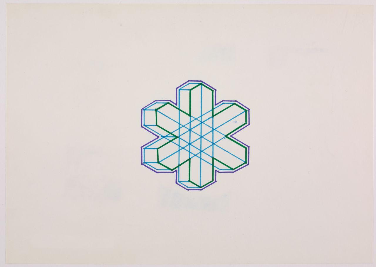 Studio per il marchio e il logotipo del reparto Ski dei grandi magazzini la Rinascente, forma astratta: cristallo di neve (disegno) di Iliprandi, Giancarlo (sec. XX)