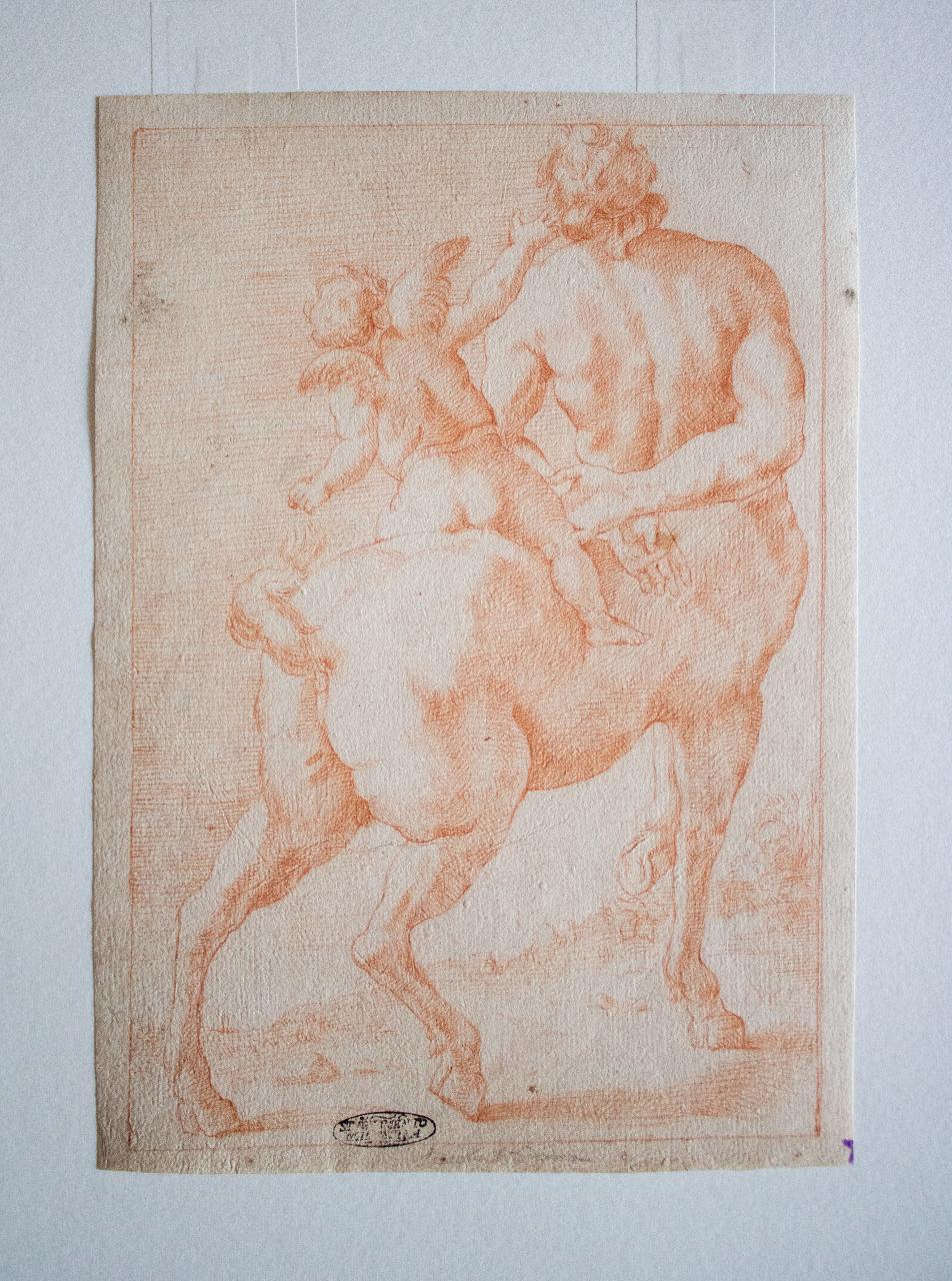 Il centauro Chirone con putto alato in groppa, Il centauro Chirone con putto alato in groppa (disegno) - ambito italiano (seconda metà sec. XVII)