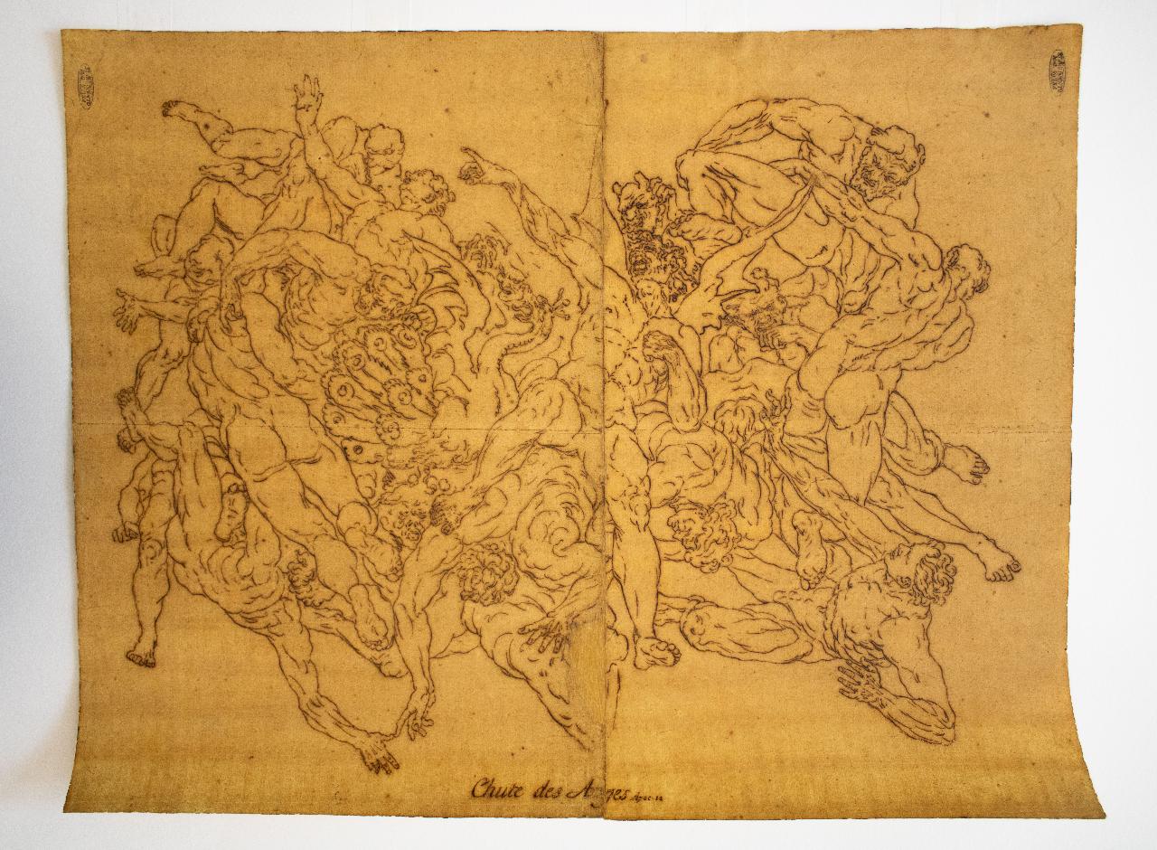 La caduta degli angeli, La caduta degli angeli (disegno) di Lafage, Raymond - ambito europeo (sec. XVII)