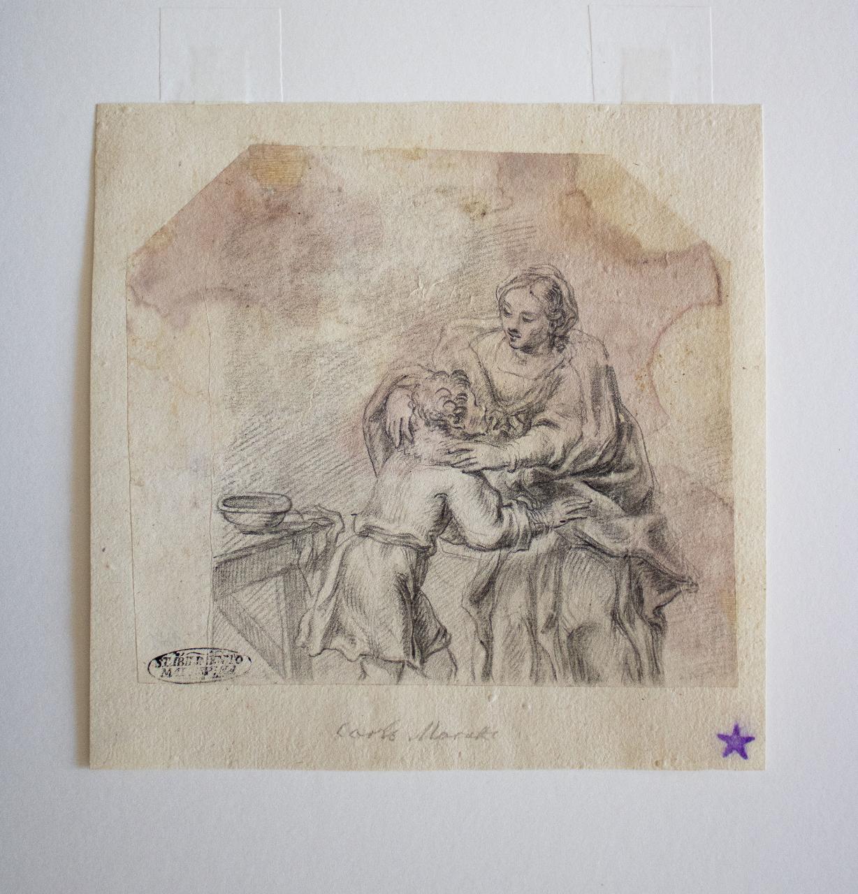 Donna che accoglie un fanciullo, Donna che accoglie un fanciullo (disegno) - ambito italiano (sec. XIX)