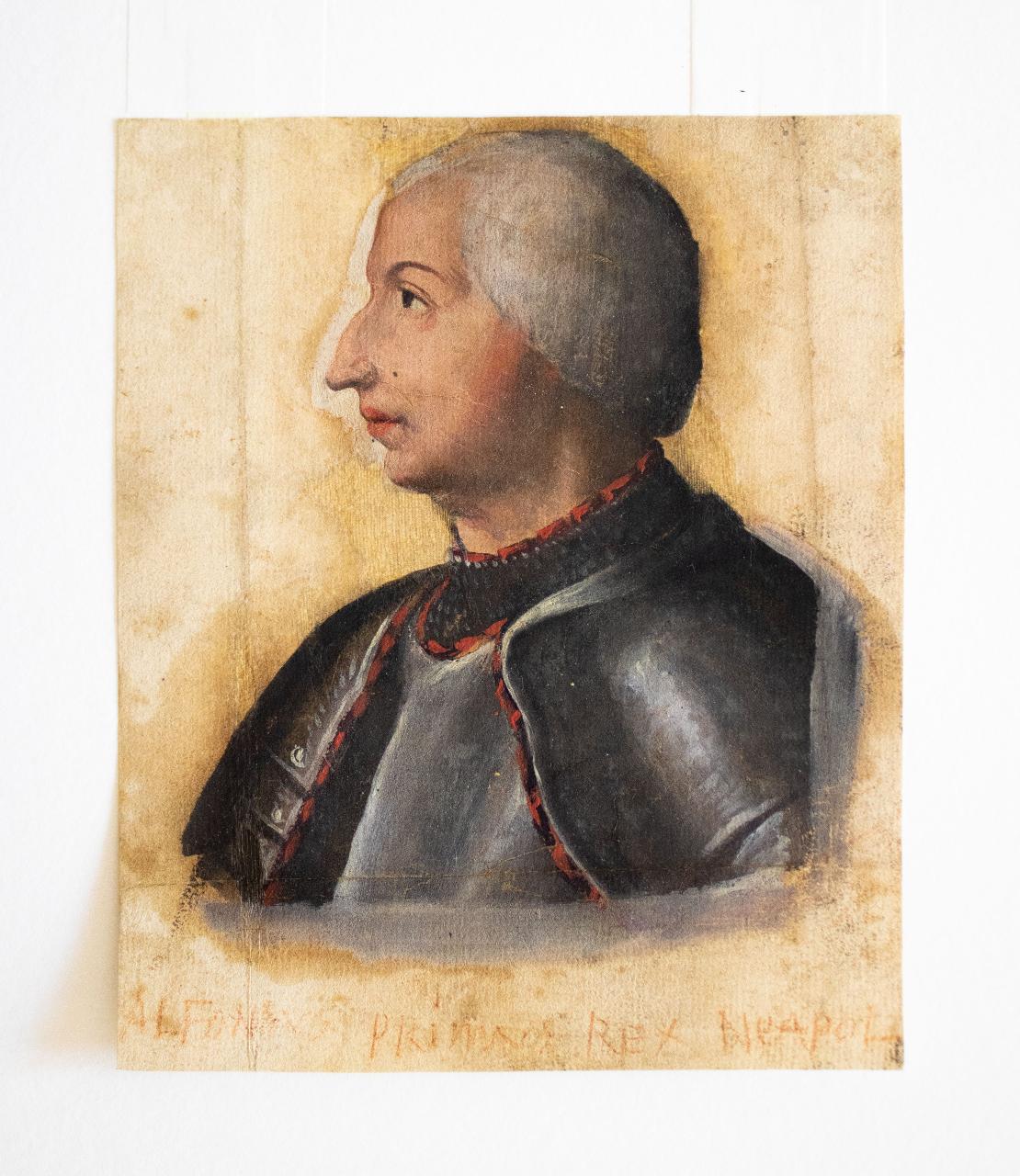 Busto di profilo di Alfonso I re di Napoli, Busto di profilo di Alfonso I re di Napoli (disegno) - ambito italiano (sec. XVII)