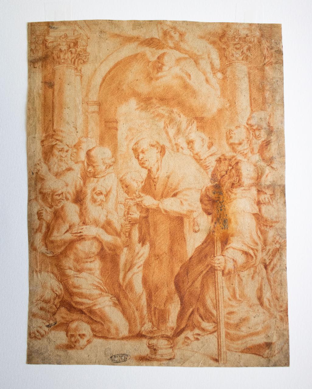 Comunione di San Gerolamo, Comunione di San Gerolamo (disegno) di Carracci, Agostino; Perrier, François (1590 ca.-1650) - ambito europeo (sec. XVII)