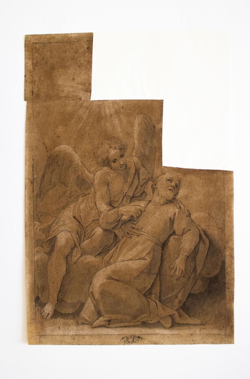 Santo confortato da un angelo, Santo confortato da un angelo (disegno) - ambito italiano (sec. XIX)