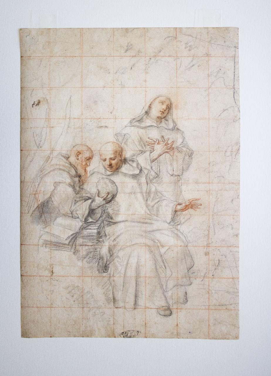 La visione di San Bruno, La visione di San Bruno (disegno) di Sacchi, Andrea (bottega) - ambito europeo (sec. XVII)