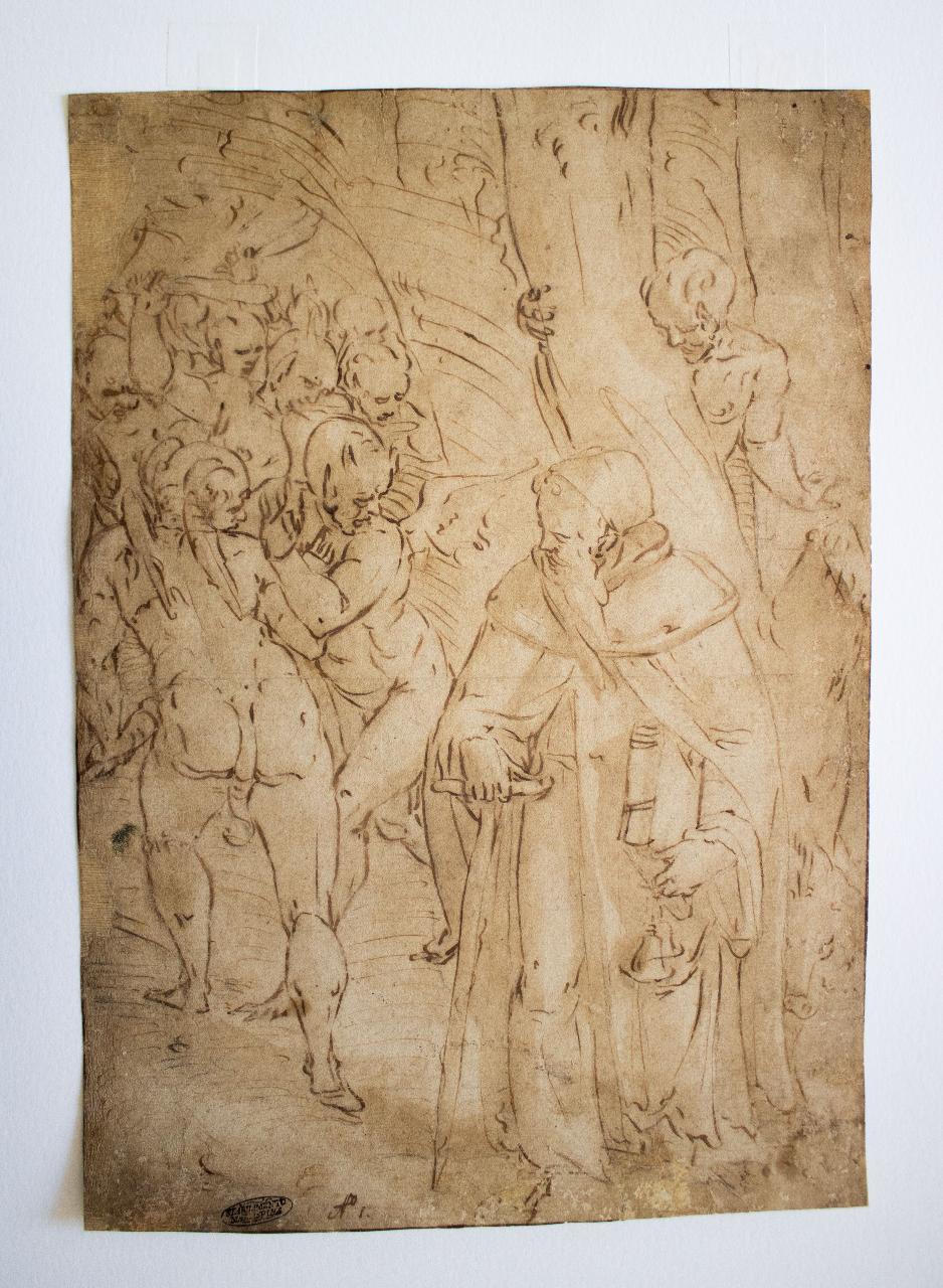 La tentazione di Sant'Antonio, La tentazione di Sant'Antonio (disegno) di Cambiaso, Luca (maniera) (secc. XVI/ XVII)