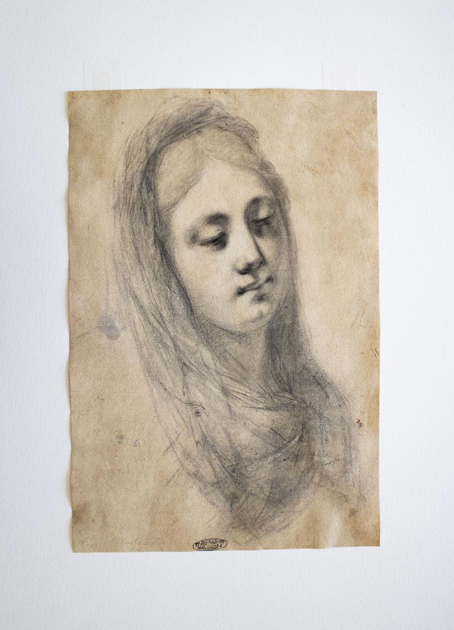 Testa di donna velata, Testa di donna velata (disegno) - ambito italiano (seconda metà sec. XIX)