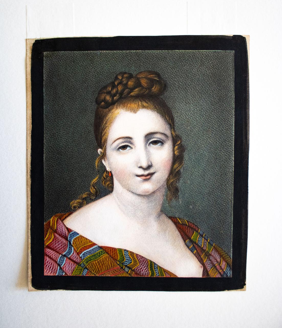 Ritratto di signora a mezzo busto, Ritratto di signora a mezzo busto (disegno) di Ferreri, Cesare (attribuito) (sec. XIX)