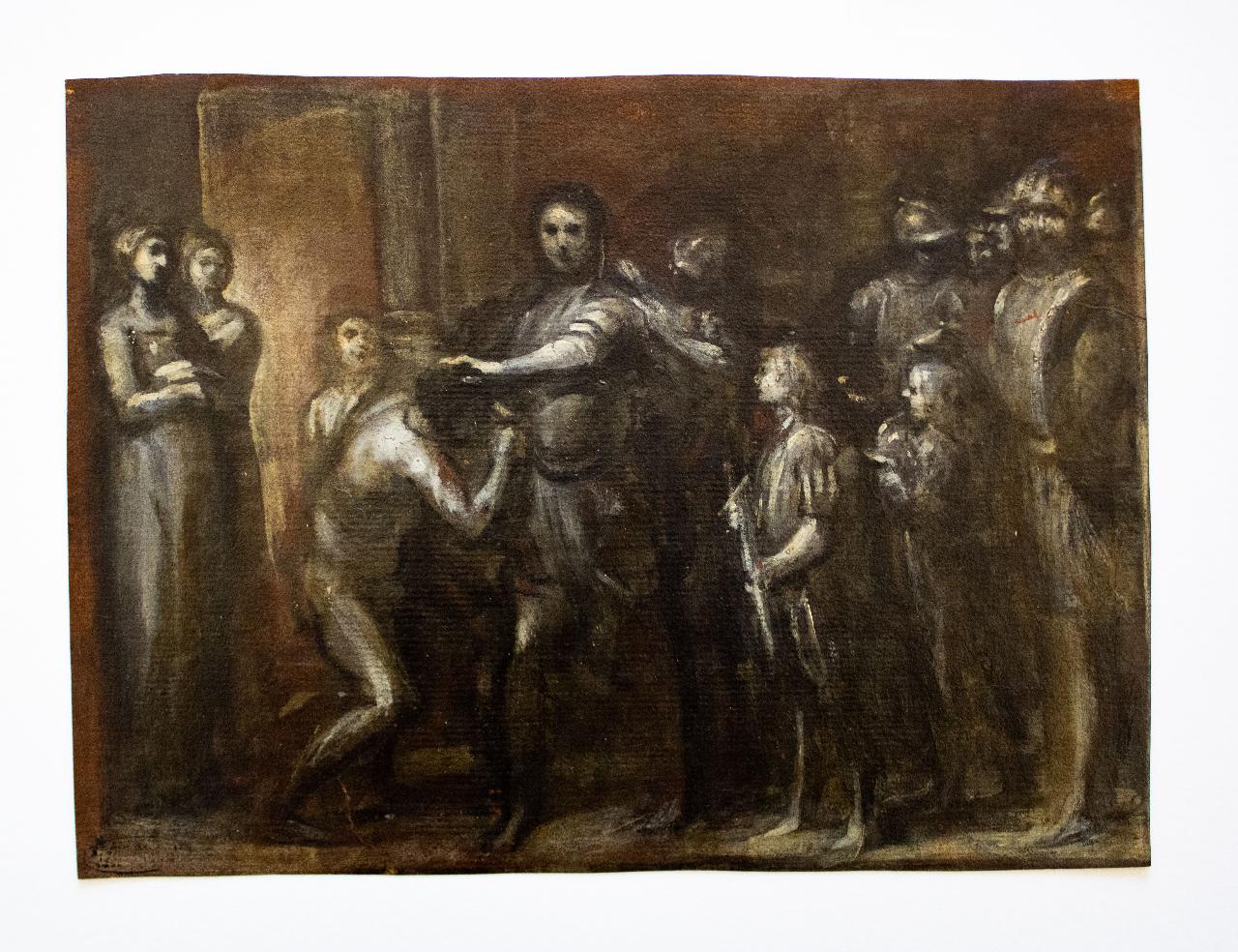 Scena storica (?), Studio di nudo, Scena storica, Studio di nudo (disegno) di Salmeggia, Enea detto Talpino - ambito italiano (secc. XVI/ XVII)