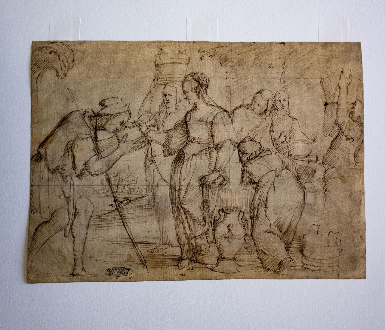 Rebecca da da bere a Isacco, Studi di figure, Rebecca da da bere a Isacco, Studi di figure (disegno) - ambito italiano (sec. XVII)