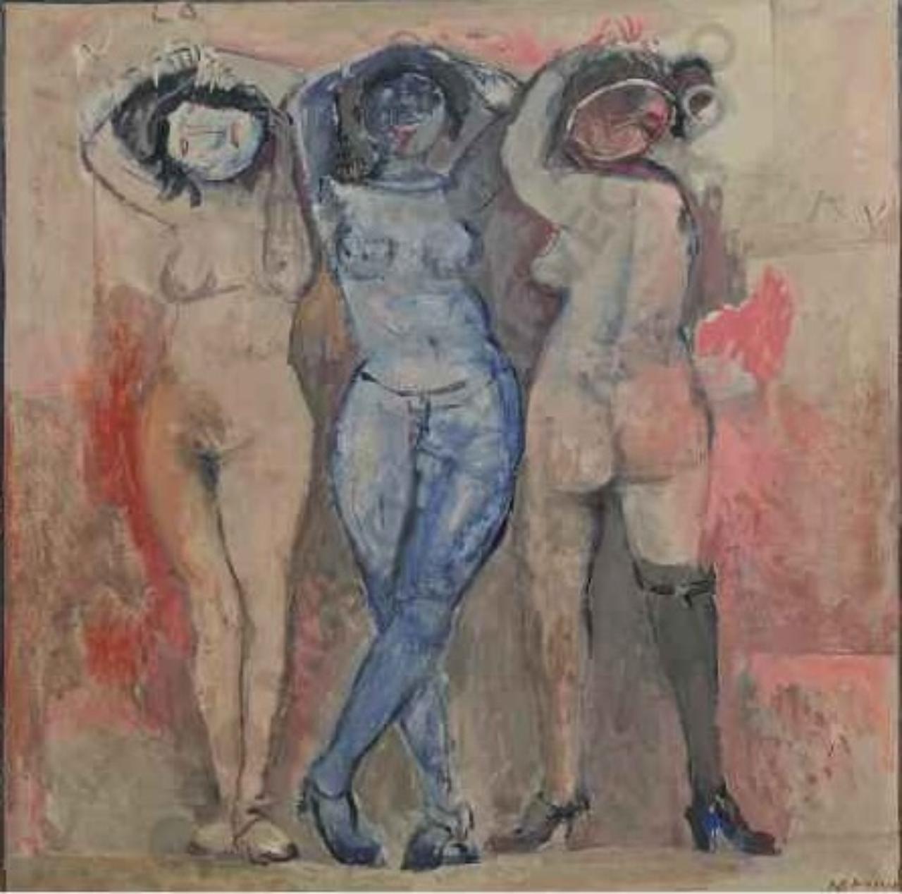Le tre figlie del carrozziere, tre figure di donne (dipinto) di Marini, Marino (sec. XX)