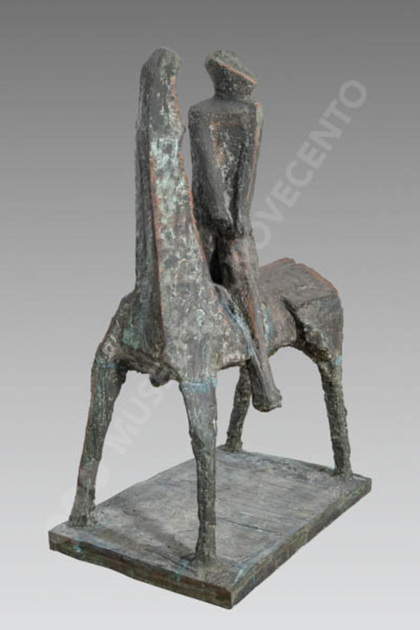 Idea del cavaliere, Cavallo e cavaliere, figura maschile a cavallo (scultura) di Marini, Marino (sec. XX)